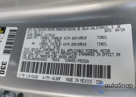 2024 Toyota Tacoma Trd Sport из США, поврежденный, VIN 3TMLB5JN6RM010363